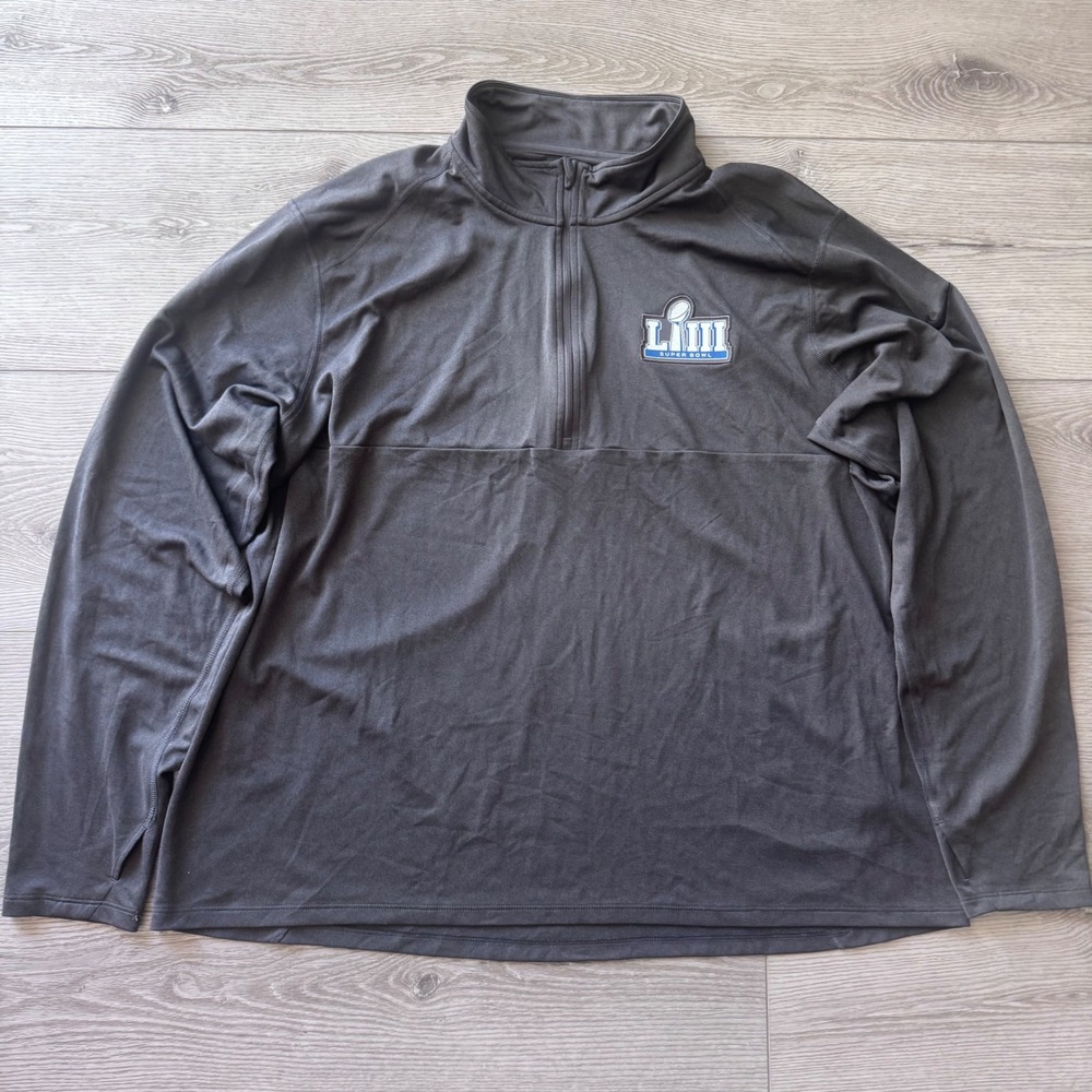 Nike Mens NFL Super Bowl LIII Dri-FIT Quarter Zip Pullover Gray XXL